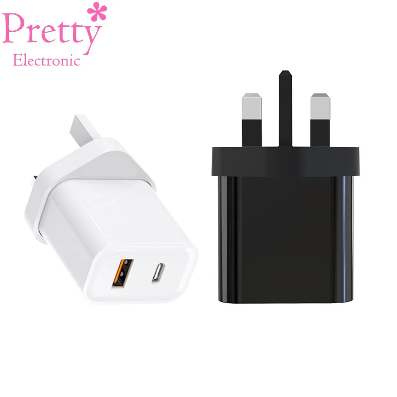 UK Charger USB Type-c Ports PD20W QC 3.0 Fast Charging Ireland Singapore Maldives Malaysia Travel Wall Adapter Plug