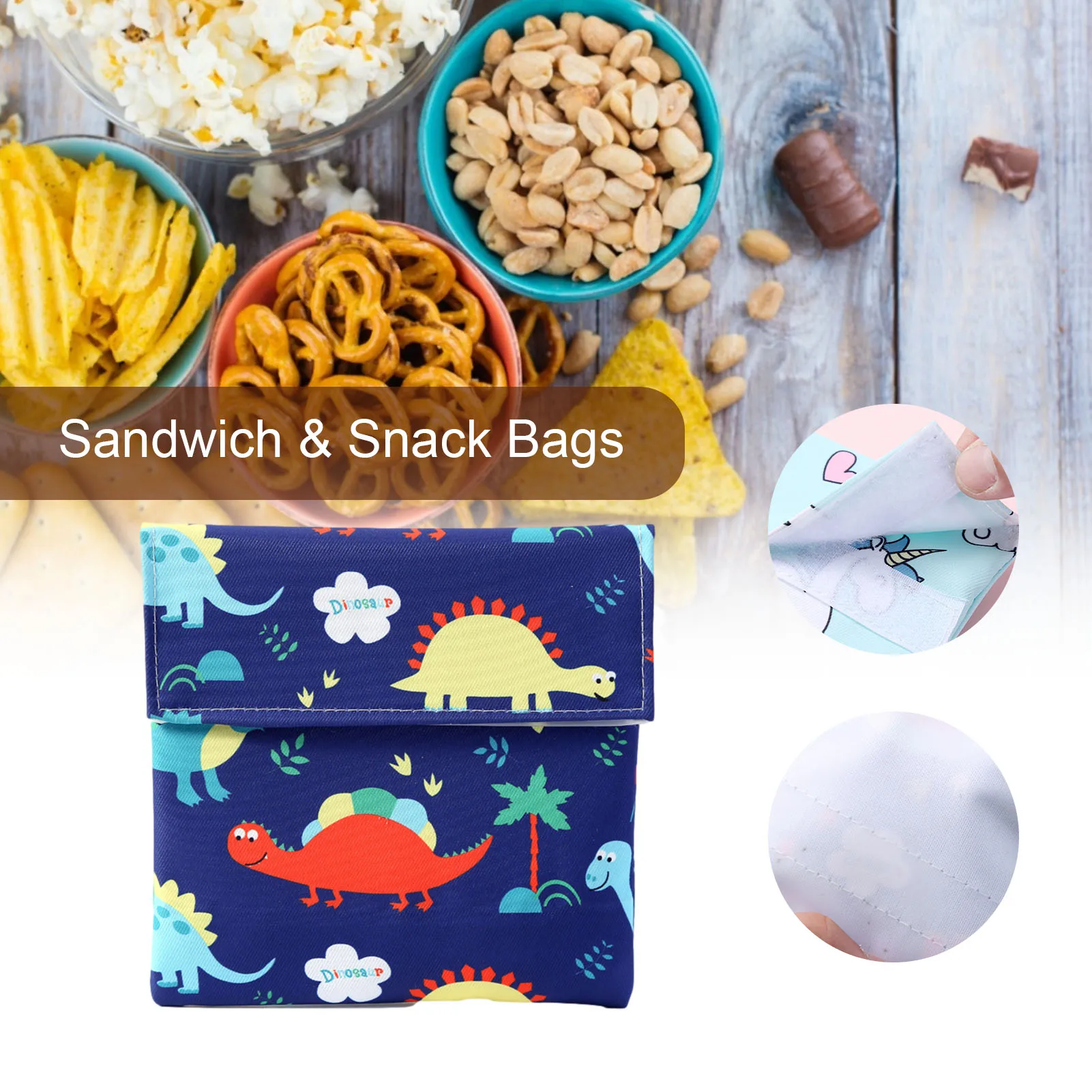 Sandwich Bag Reusable Washable Lunch Bag Multifunctional Fruit Snack Storage Pouch Container For Parent-child School Work Travel