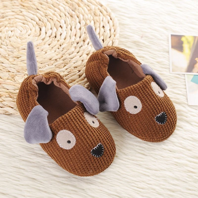 Kids Cotton Slides Autumn Winter Indoor Non-slip Cute Dog Non-slip Kids Shoes Home Slippers Fashion Baby Boys Slippers