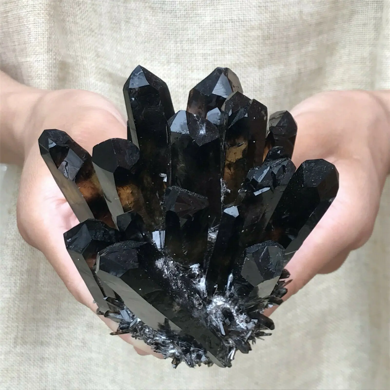 Natural Black Smokey Quartz Crystal Cluster Mineral Specimen Healing