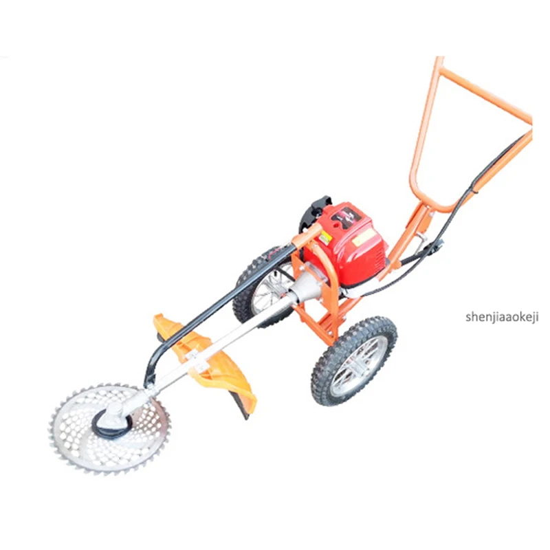 1PC ハンドプッシュ型 4 ストロークガソリン刈る人芝刈り機 37.7CC マルチユース除草機ホーム芝生草刈り機