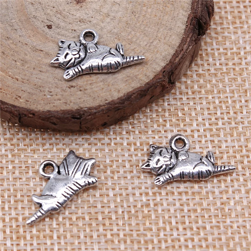 free shipping 59pcs 20x12mm antique silver Tickle pussy charms diy retro jewelry fit Earring keychain hair card pendant