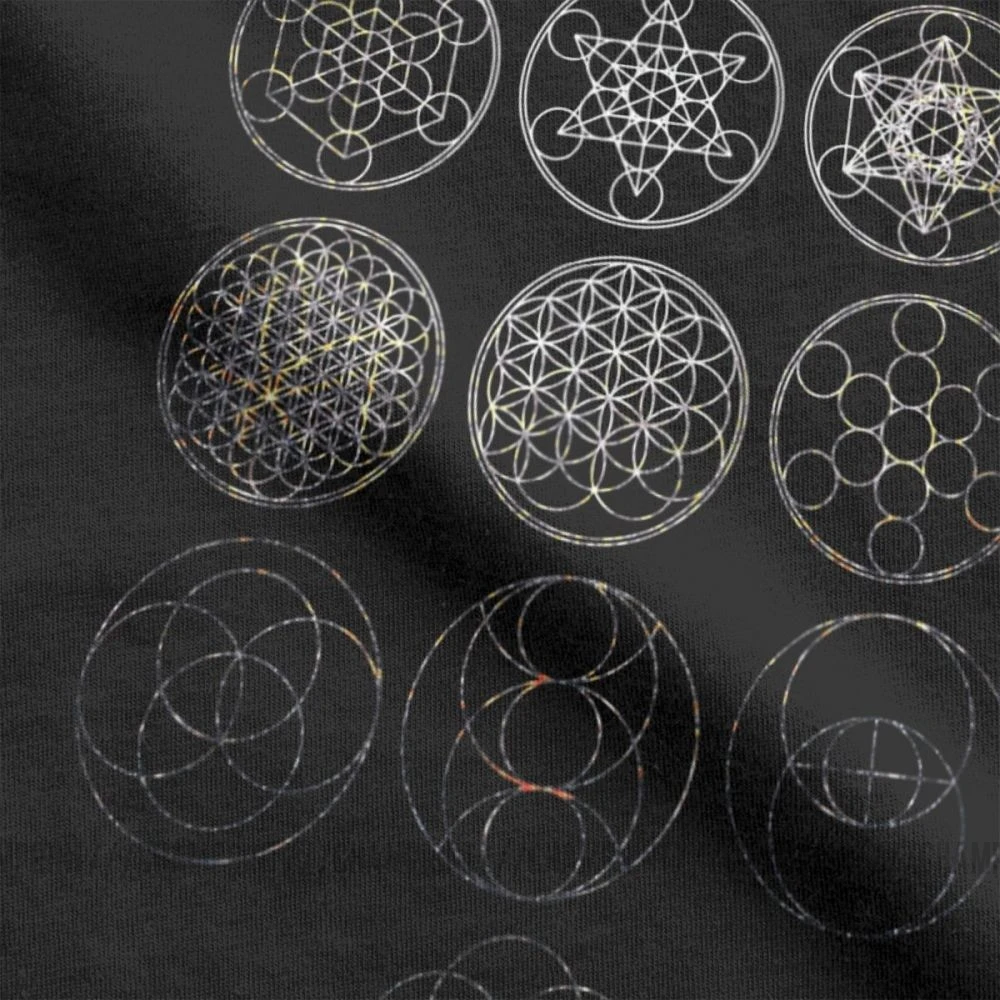 13 Circles Tight Cluster Galaxy Sacred Geometry T-Shirts Men Magic Mandala Vintage Cotton Tee Shirt Short Sleeve T Shirt