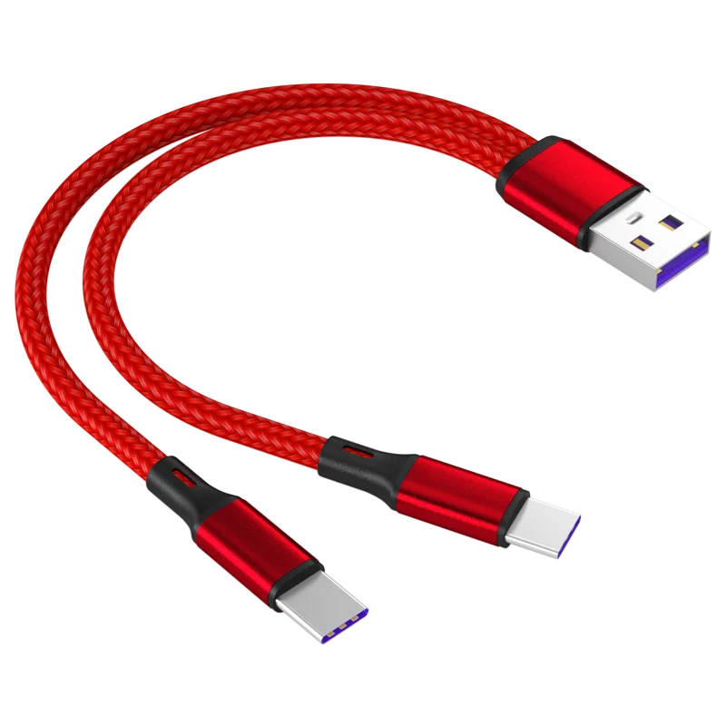 1m 2-in-1 Data Cable Type C Micro Fast Charging Cable Y Splitter 5A Fast Charging Cable for Samsung Huawei Xiaomi Wire Cords