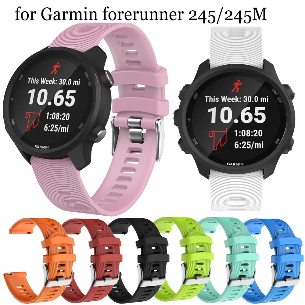 

Original 20mm Watch Bands strap for Garmin Forerunner 245M 245 645 Music vivomove 3 Sport soft silicone Smartwatch band Bracelet