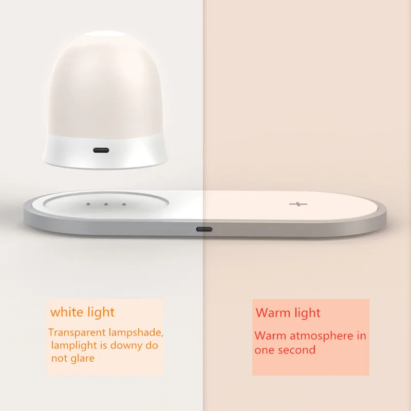 Wireless charger with wireless warm color night light function for iPhone11, airpods2 pro, huaweimate20,30, P30, pro, S8, S9
