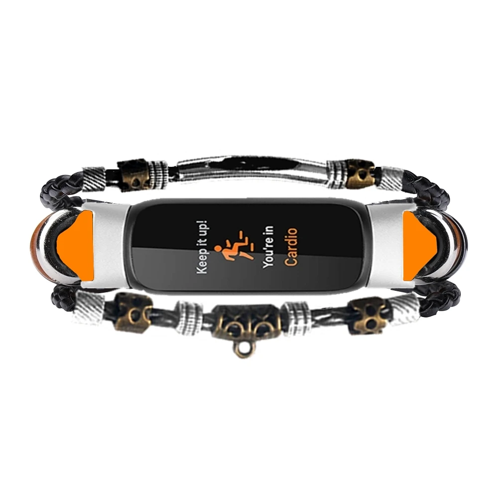 Fitbit Luxe 밴드 메탈 가죽 시계 밴드 스마트 팔찌 액세서리 Fitbit Luxe 교체 용 손목 밴드 DIY 꼰 스트랩