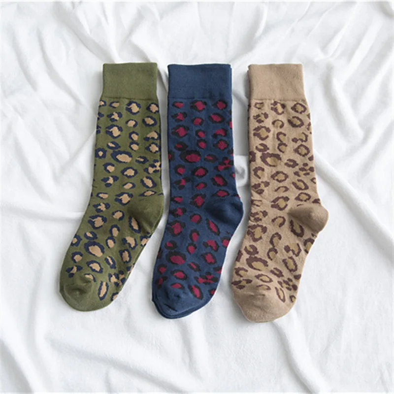 New Women Socks Fashion Long Cotton Leopard Color New Fashion Spring Socks Woman Printed Novelty Fashion Lady Cotton Socks Girl