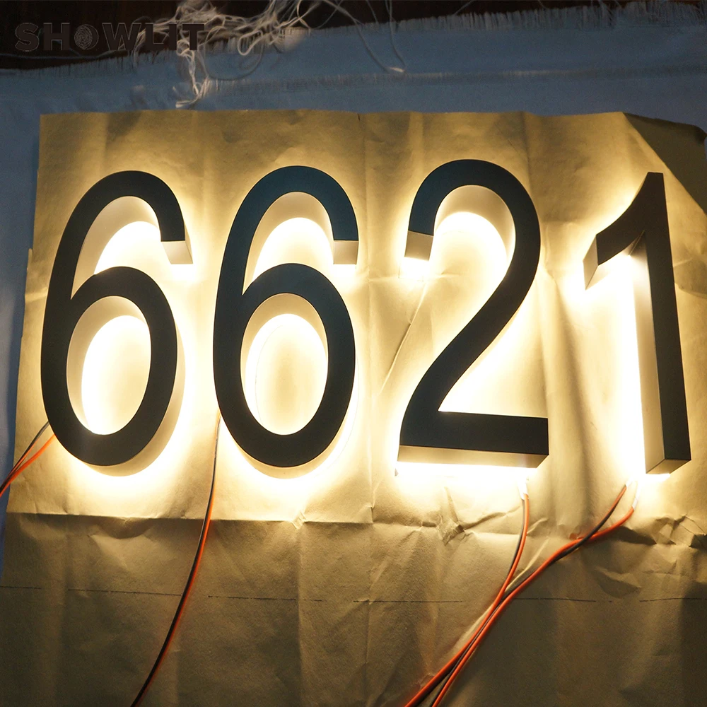 Led Lighting House Numbers Black Painting Backlit Home Numbers