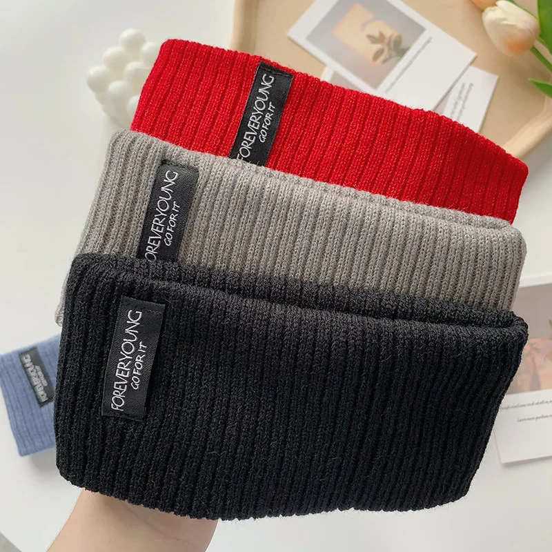 Korea Style Winter Warm Kintted Headband Solid Color Wool Knitting Hairbands Ear Warmer Hair Band Turban Hair Accessories