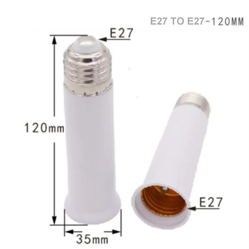 Extensor de lámpara E27 a E27, Base de portalámparas, adaptador de enchufe de extensión, convertidor de luz LED, 65mm, 95mm, 120mm