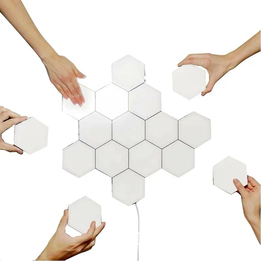 Hex LED White Night Light Panels Modern Quantum Smart Modular Touch Hexagon Wall Lights DIY Magnetic Lamp for Bedroom Decor