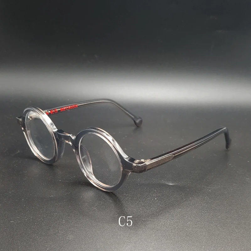 Retro pequeno redondo óculos Frame para homens e mulheres, óculos ópticos, lente transparente, miopia, alta qualidade, acetato