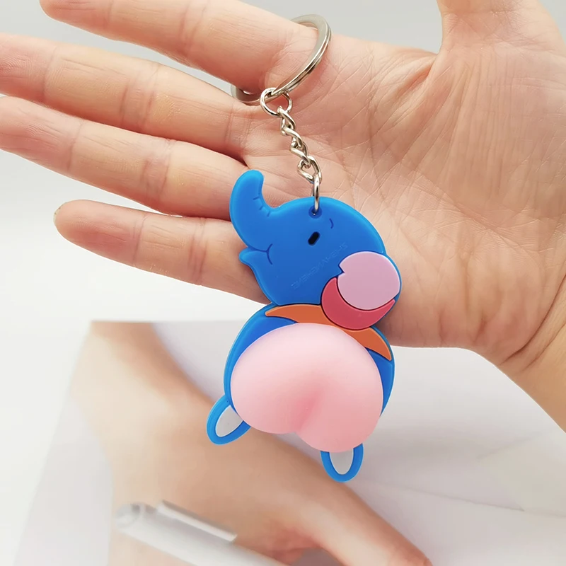 Squeeze Butt Key Ring Fidget Butt Doll Cartoon Mini Keychain Squishy Ball Novelty Gift Car Key Ring Student School Bag Pendant