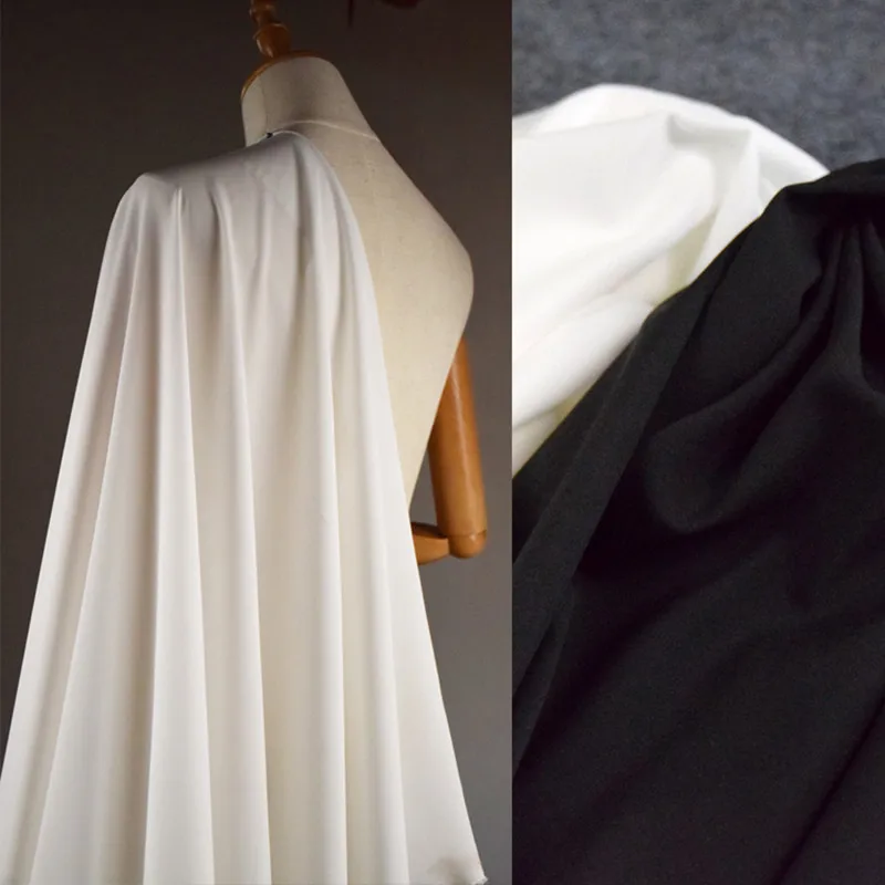 Half Meter High Quality Solid Color White Or Black Elastic Chiffon Fabric For Garment Lining Shirt Gallus Material T1665