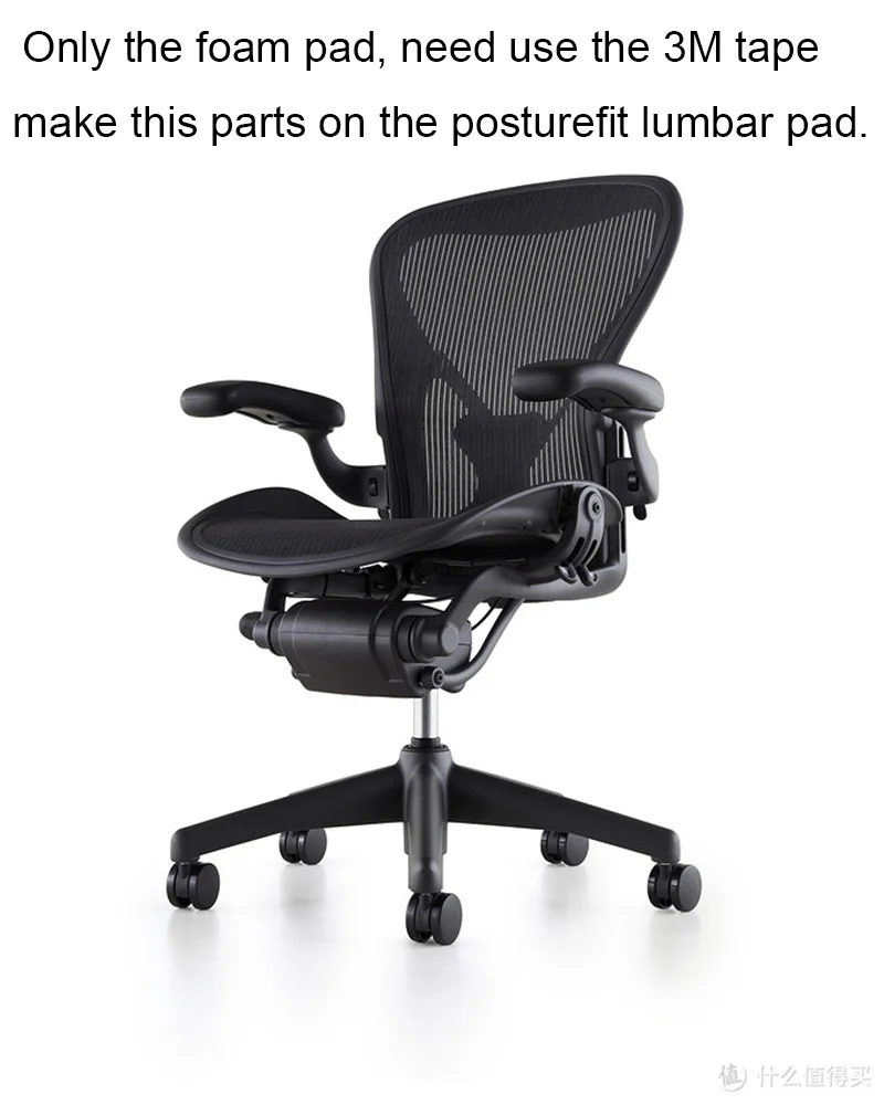 Baru Bantalan Busa Pengganti untuk Herman Miller Klasik Aeron Kantor Rumah Komputer Kursi Posturefit Lumbar Grafit Warna Hitam