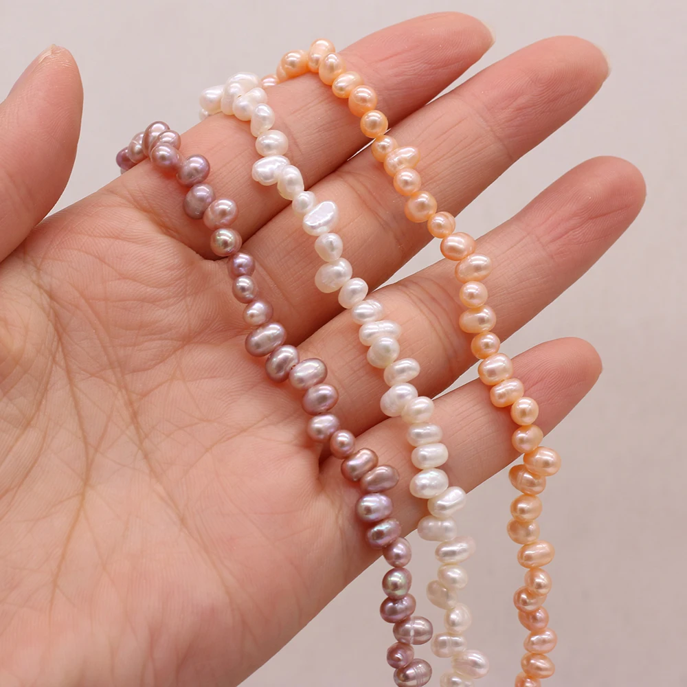 Natural Freshwater Pearl Beaded Oval Shape Notoginseng Hole Beads for Jewelry Making DIY Necklace Bracelet Accessries 5-6mm