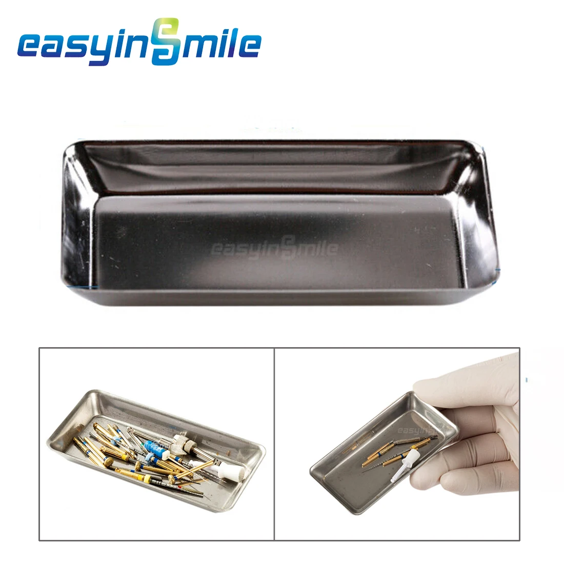 

EASYINSMILE стоматологические хирургические инструменты, поднос для инструментов, блюдо из нержавеющей стали, мини-размер для микро-файлов/заусенцев/пилинговых инструментов