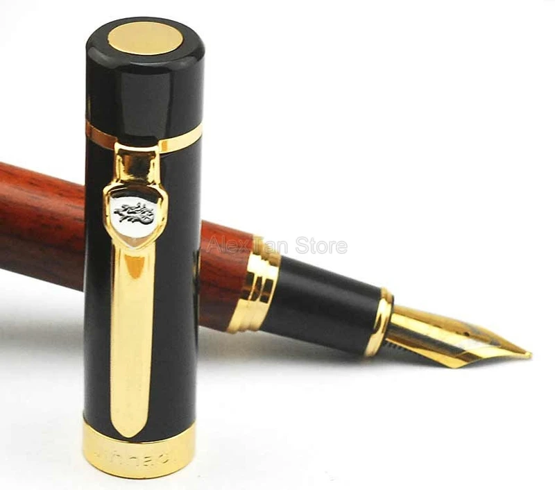 Jinhao 650 eleganter Füll federhalter natürliches Redwood Barrel Design mittlere Feder & gebogene Feder große Größe für Büro & Schule & Zuhause