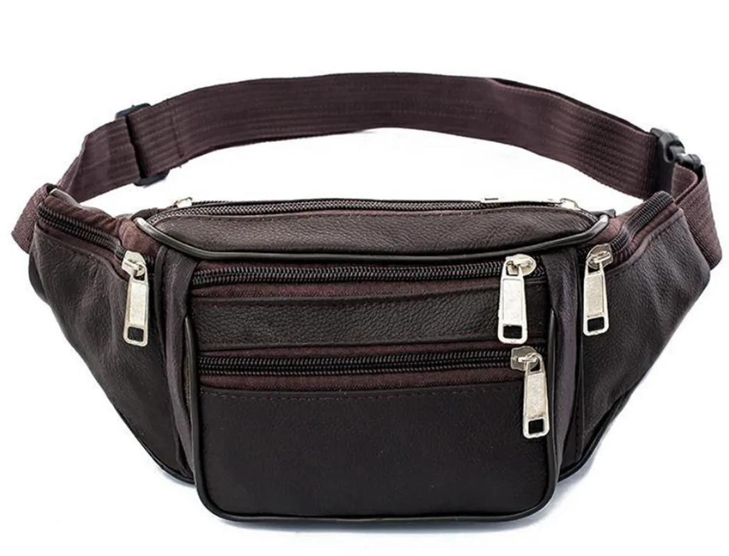 Fashion Men Genuine Leather Waist Packs Men Organizer Travel Waist Pack Necessity Waist Belt Mobile Phone Bag