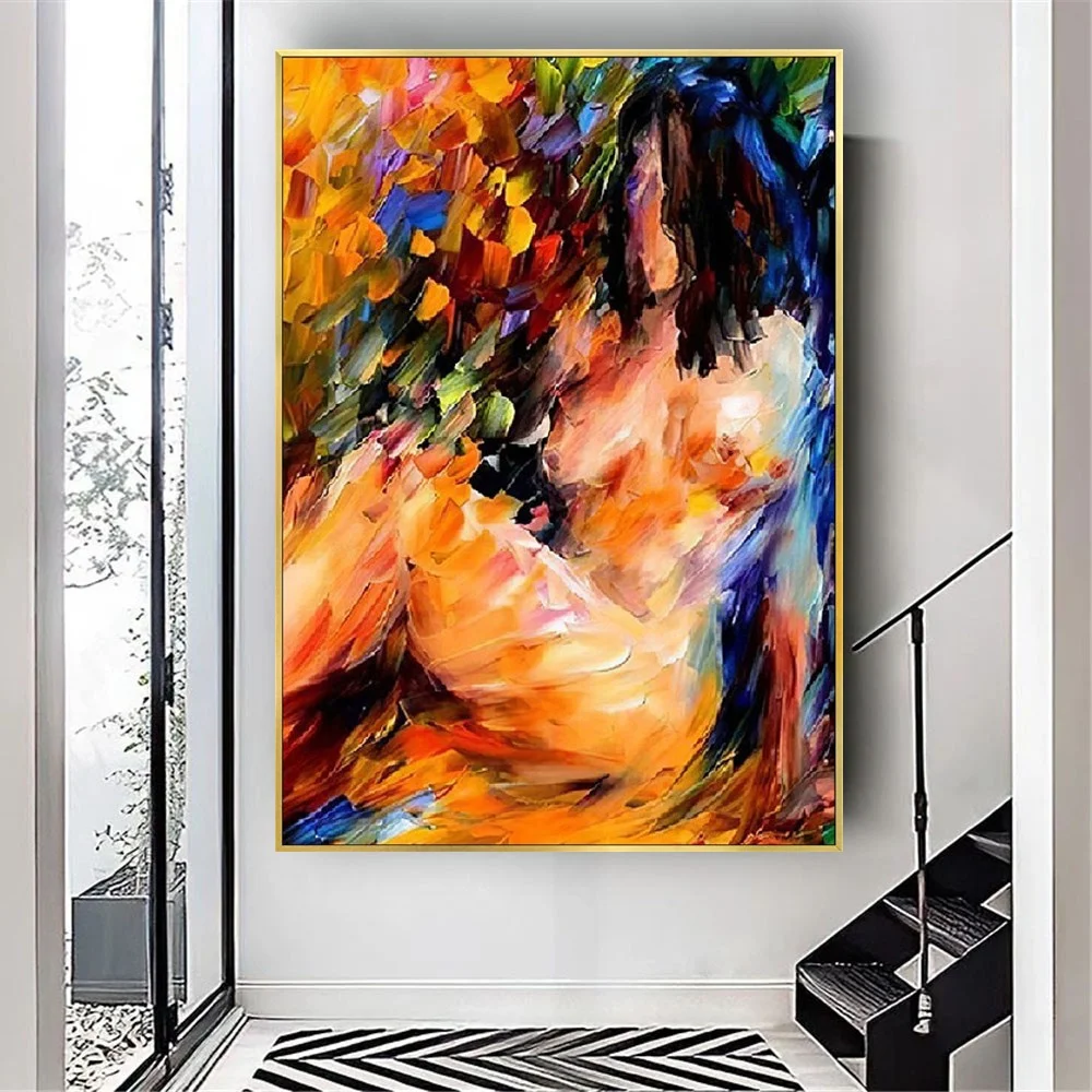 

Palette Knife Hand-Painted Oil Painting On Canvas Large Intimate Body Art Sexy Teen Artwork For Bedroom Decor Can Be Customized