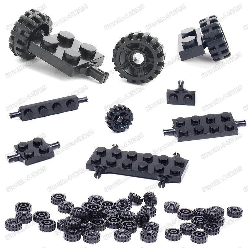 City Building Block Wheel Shaft Plate Accessories Diy Racing Car Military Vehicle Technology Classic Cars Figures Moc Child Toys