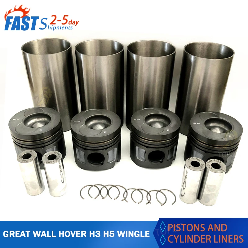 

Engine Repair Kit Piston&Cylinder Liner&Piston Ring&Piston Pin Fit for Great Wall Haval H3 H5 WINGLE 2.5TCI Diesel Engin