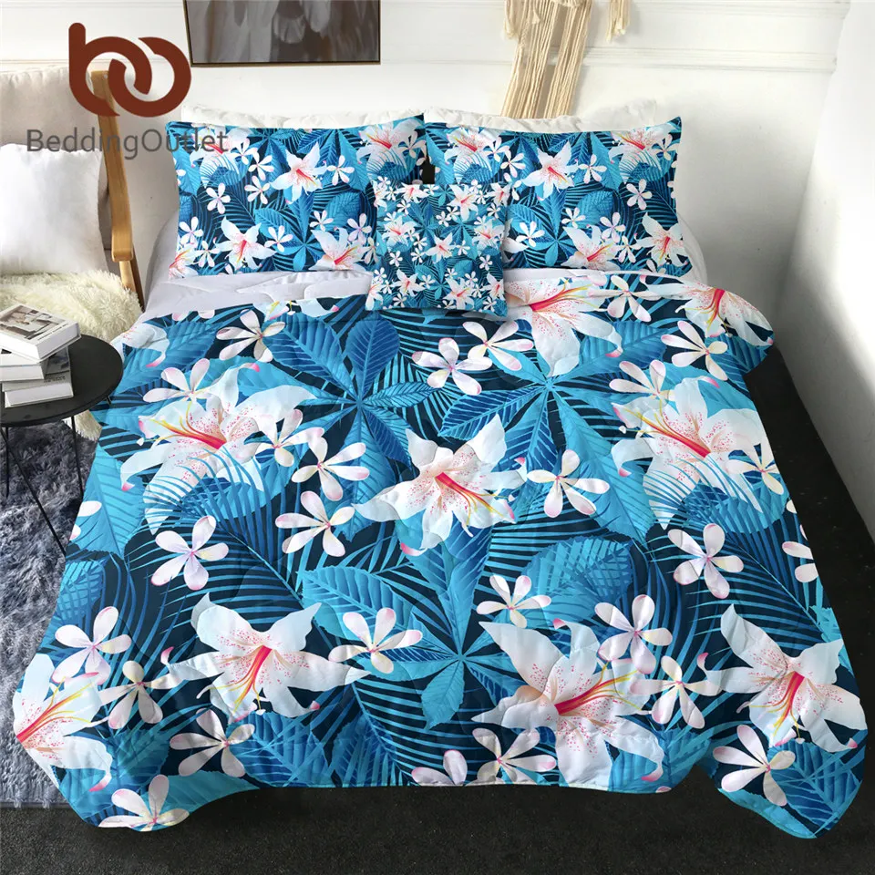 

BeddingOutlet Flowers Summer Quilt White Lily Bedspread Full Size Floral Bedspread Blooming Air-conditioning Comforter Dropship