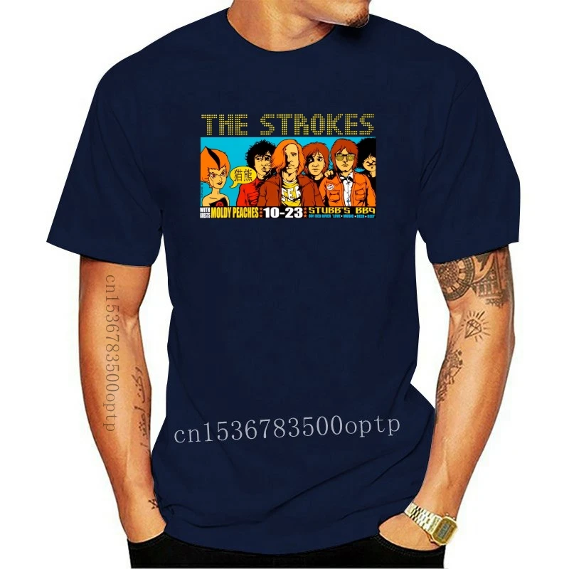 New The Strokes Concert Tour Cartoon Logo Men's Black T-Shirt Size S to 3XL