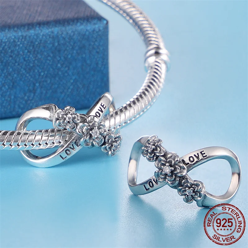 925 Sterling Silver  Lotus 8 Characters Beads&Charm ​Fit Original Pandora Bracelet&Bangle For Women Birthday Fashion Jewelry Gif