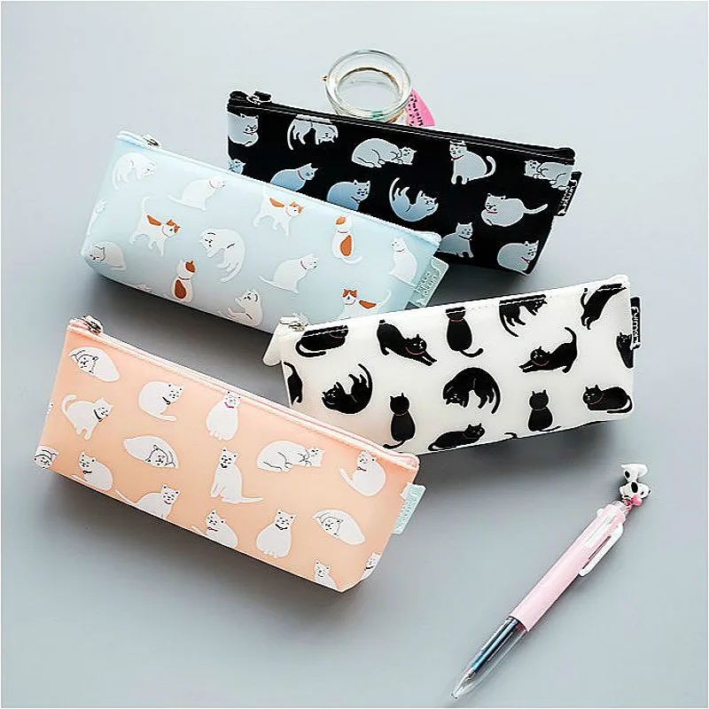 Stationery Cute Cat Stereo Pencil Bag, Simple and Durable Large Capacity Pencil Case, Acceptance of School Stationery