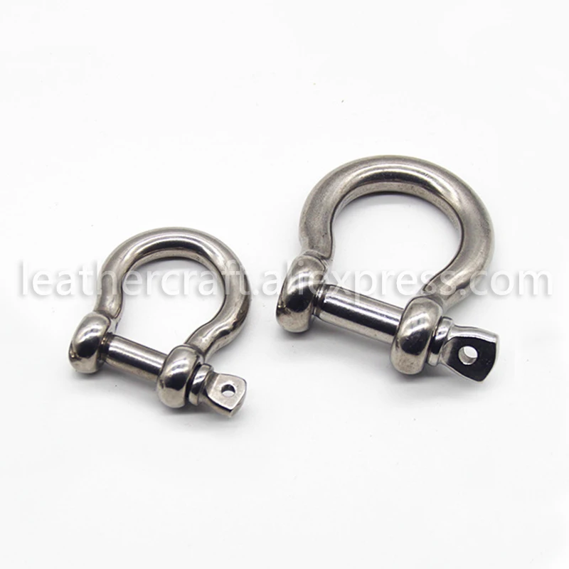 1 pcs Stainless Steel Carabiner D Bow Shackle Fob Key Ring Keychain Hook Screw Joint Connector Buckle Solid Metal 2 Size