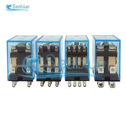 MY4NJ DIN Rail Electromagnetic Relay Coil Power Relay DC 12V 24V AC 110V 220V 4NO 4NC DIN Rail 14 Pins Mini Relay Socket Base