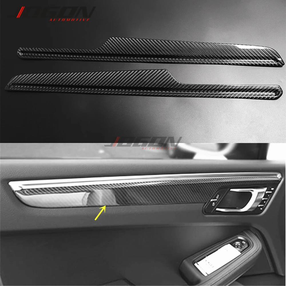 Car Interior Front & Rear Door Switch Panel Sticker Trim Carbon Fiber Made For Porsche Macan 95B 2014 - 2018