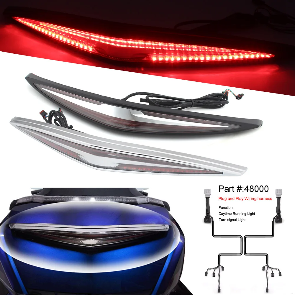 

For Honda Gold Wing GL1800 Goldwing 1800 Tour Airbag 2018-2020 Motorcycle Trunk Spoiler LED Rear Brake Light Turn Signal Lamp