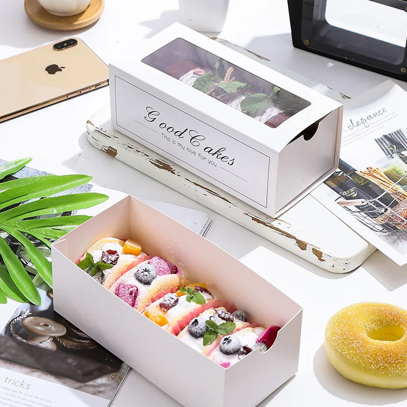 10/20 pcs Cake Biscuit Packaging Boxes With Transparent Window For Wedding Birthday Party White Gift Box Drawer-type Box