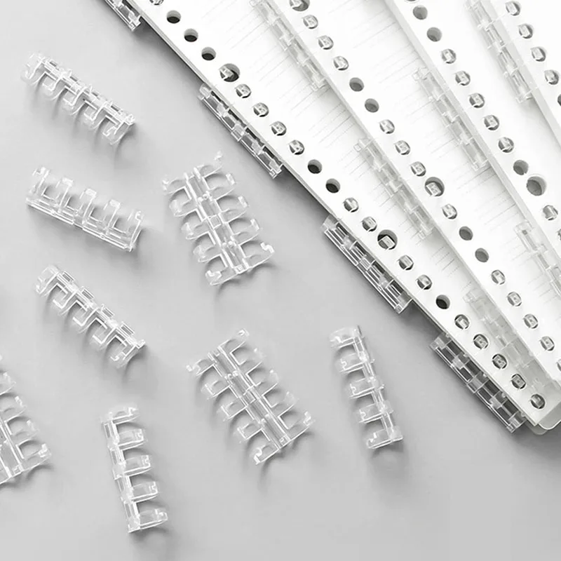 5PCS Segmented Binding Ring Perforated Perforated Loose-leaf Clip 5 Hole Packed Transparent Plastic Clip