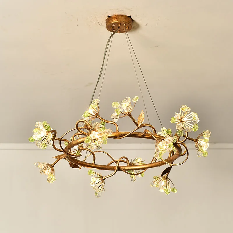 

Chinese Sunflower Ceiling Lamp Chandelier for bedroom Villa Haning Light Indoor Living Room Handmade Glass Creative Vintage