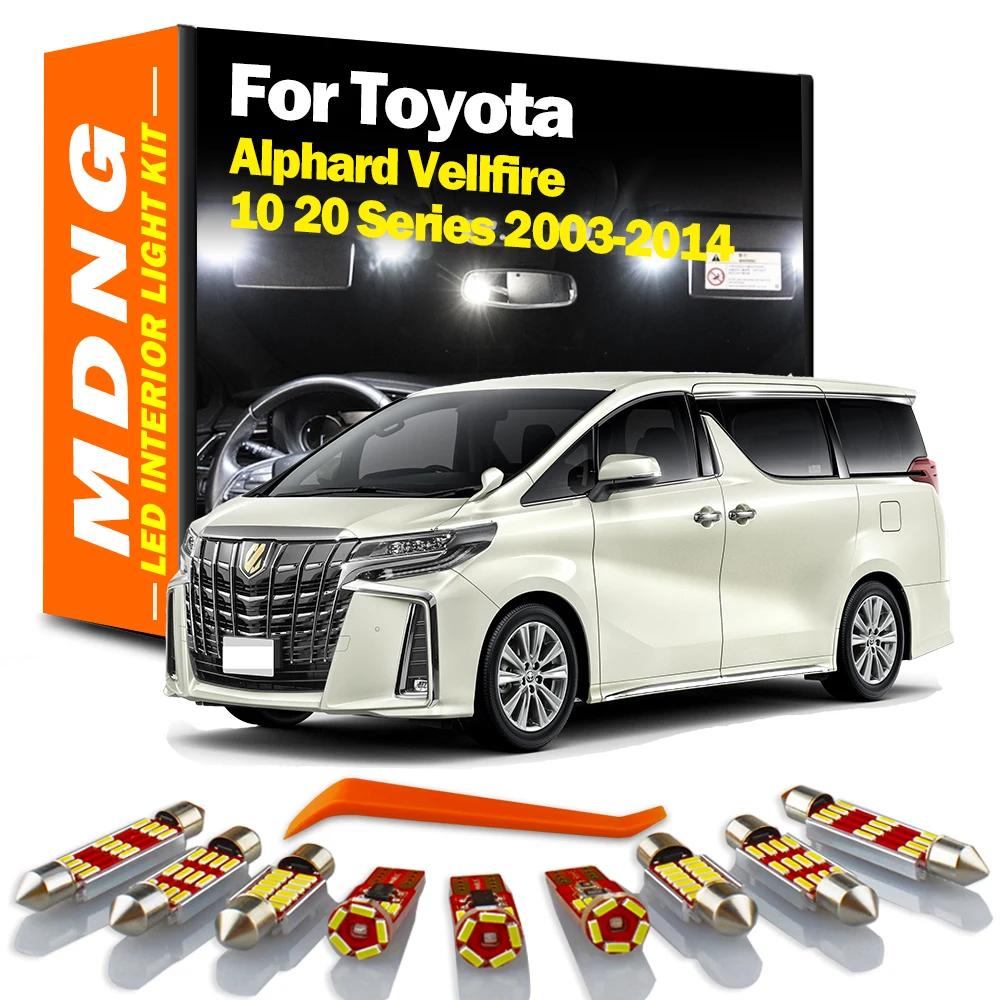 MDNG Canbus For Toyota Alphard Vellfire 10 20 Series 2003-2014 Vehicle LED Interior Light Kit License Plate Lamp Car Accessories