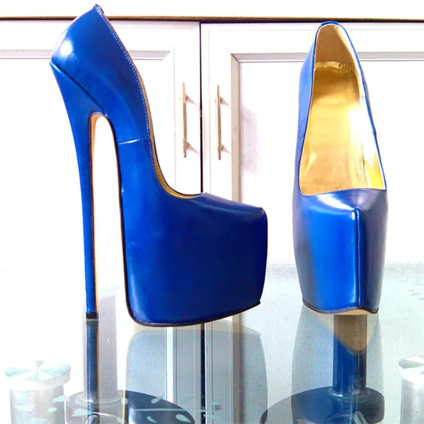 9.5in Heel Height Women\'s shoes Sexy Genuine Leather Pointed Toe Stiletto Heel Platform Pumps High Heels US size 5-13 No.y2402