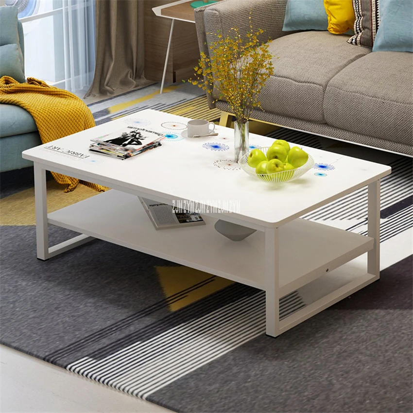 Simple Modern Household Sofa Side Table Manmade Board Double Layer Tea Table Living Room Balcony Creative Square Coffee Table