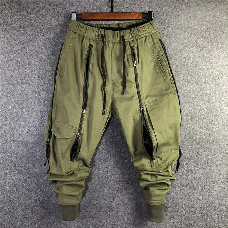 Owen Seak Men Casual Cargo Harem Pants High Street Hip Hop Length Men\'s Clothing Sweatpants Autumn Winter Black Big Size