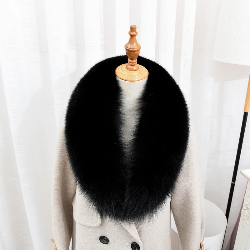 

Fox fur collar women's real oversized fox fur horns winter warm and cold down jacket Women Luxury Warm Winter Coat Trim Scarf