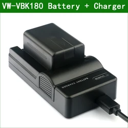 LANFULANG VW-VBK180 Battery And battery Charger for Panasonic SDR-S50 SDR-H95 HDC-TM55 HDC-TM60 HDC-TM90 HC-V500