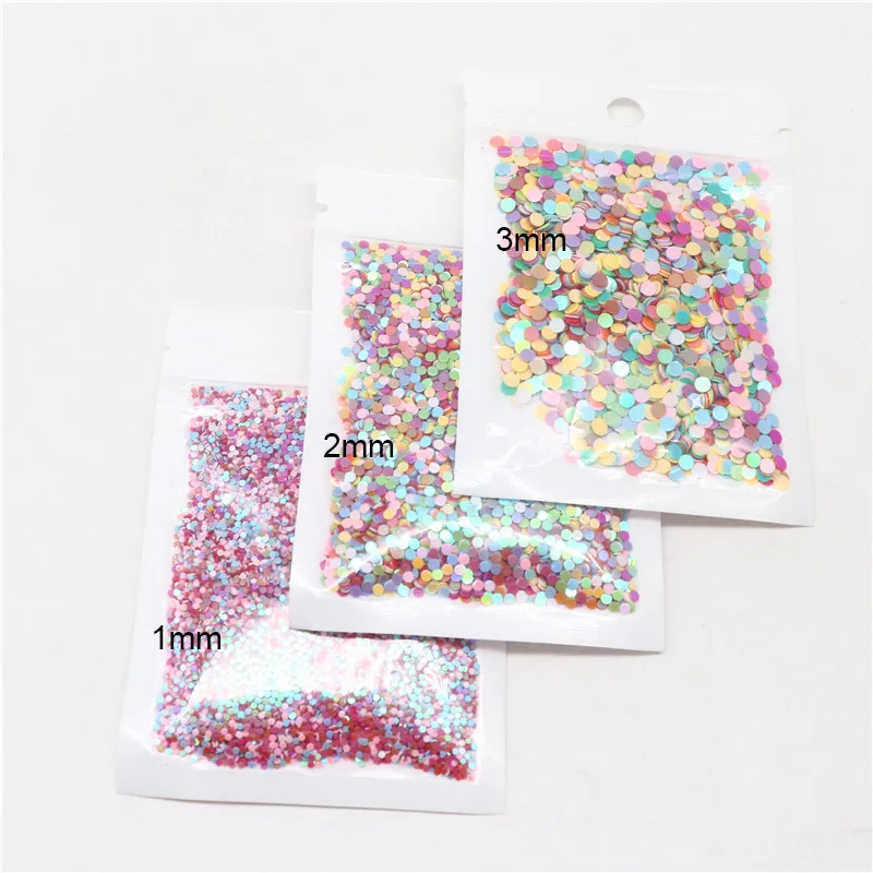 1MM 2MM 3MM Flat Dot Shape NAIL Sequins Paillettes for Nails Art Manicure Wedding Decoration Confetti Mix Colors