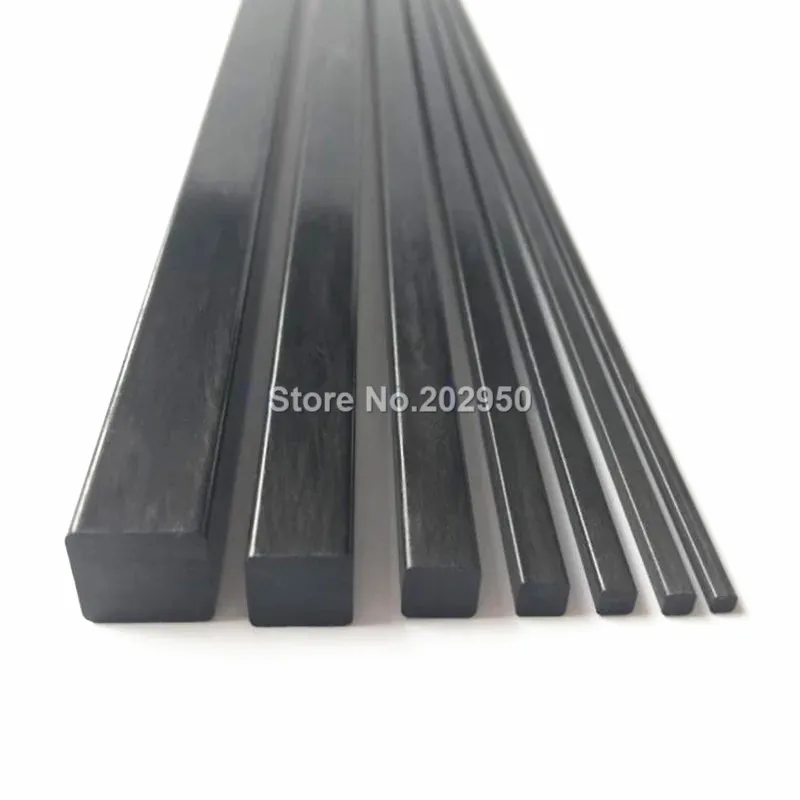 Varilla cuadrada sólida pultuada de fibra de carbono CFRP, Dimater de alta resistencia de 2mm, 2,5mm, 3mm, 4mm, 5mm, 6mm, 8mm, 10mm de longitud, 500mm, 4 Uds.