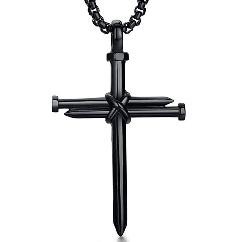 

Outdoor EDC Metal Casting Steel Nail Cross Men's Pendants Punk Self Defense Personality Necklace Accessories Tool