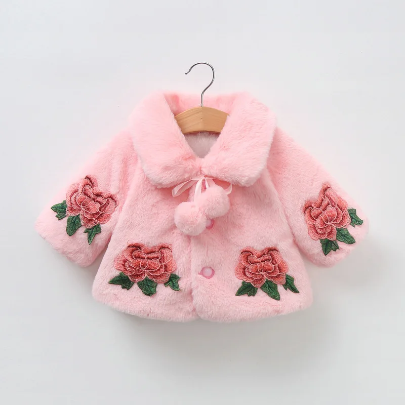 

2021 winter baby clothes Princess Baby Girls Coat Winter Thick Baby Coat Bownot Cloak Flower Children Outerwear girls Clothes