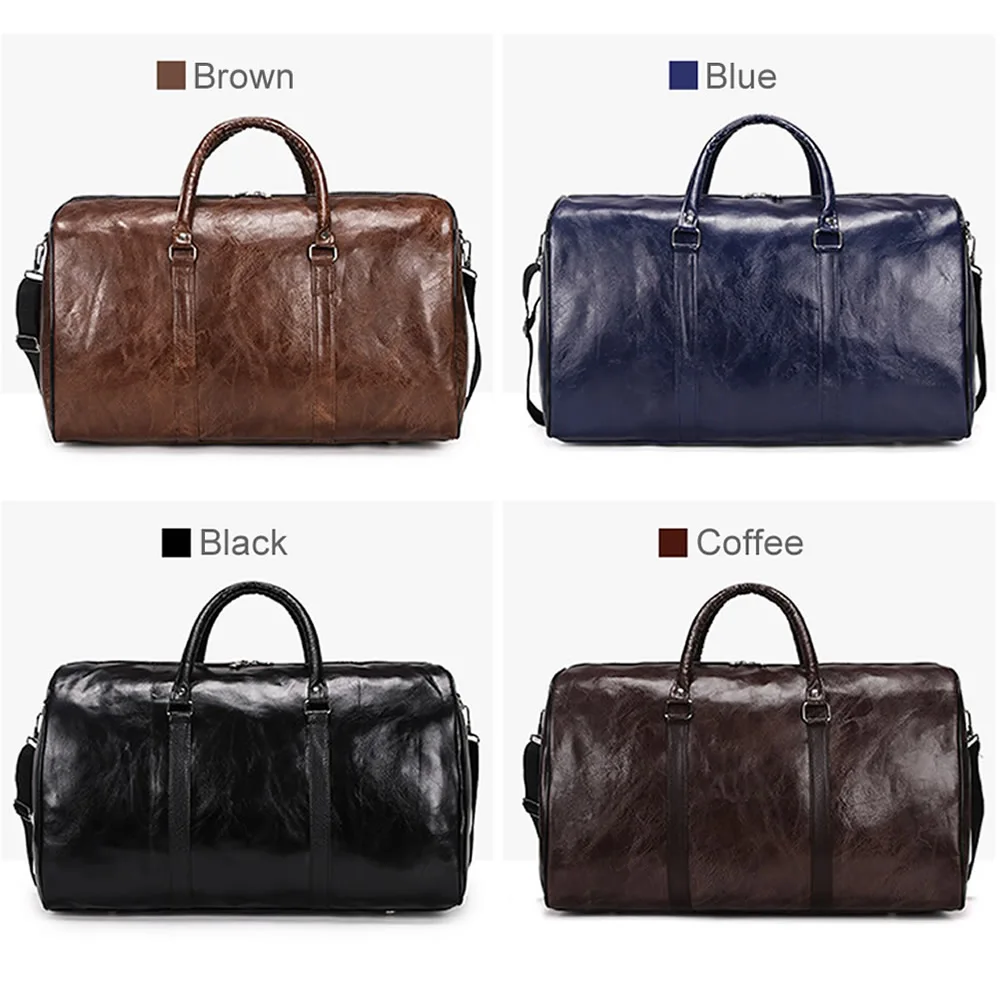 GNWXY Soft Leather Men Women Travel Bag Large Luggage Bags Travel Shoulder Bag Male Female Short-distance Lightweight Duffel Bag