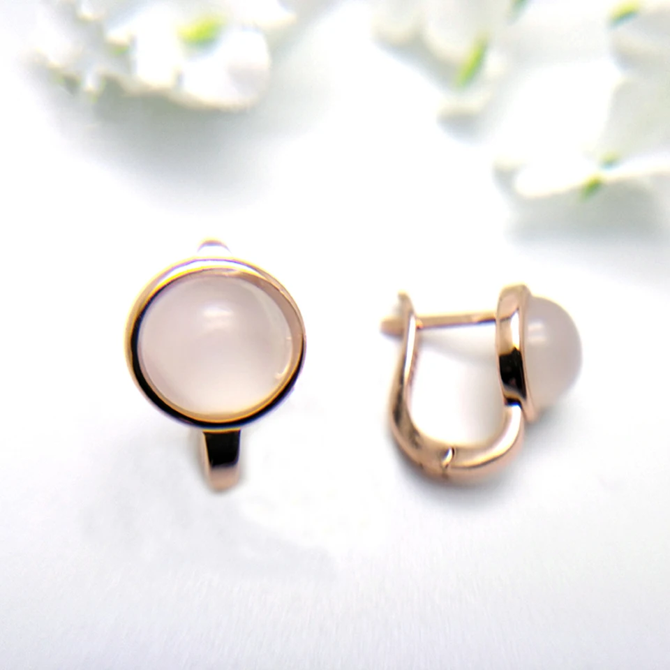 Anzogems natural grey moonstone earrings 925 sterling silver round 8.0mm gemstone fine jewelry for women girl clasp stud earring